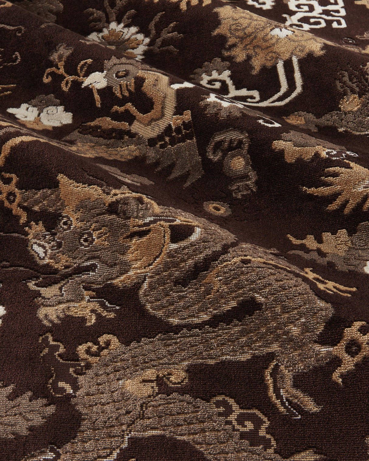 Brunschwig & Fils LE DRAGON VELVET UMBER Upholstery Fabric