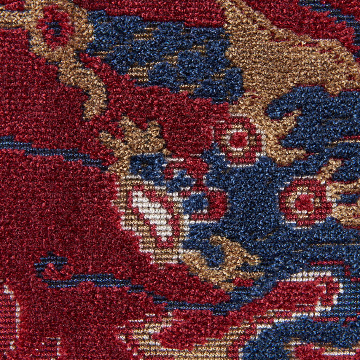 Brunschwig & Fils LE DRAGON VELVET RED/BLUE Upholstery Fabric