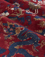 Brunschwig & Fils LE DRAGON VELVET RED/BLUE Upholstery Fabric