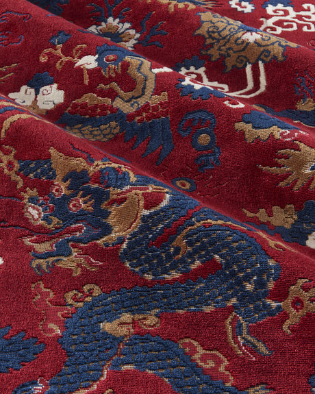 Brunschwig & Fils LE DRAGON VELVET RED/BLUE Upholstery Fabric