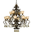 Crystorama Norwalk 12 Light Golden Teak Hand Cut Crystal Bronze Umber Chandelier