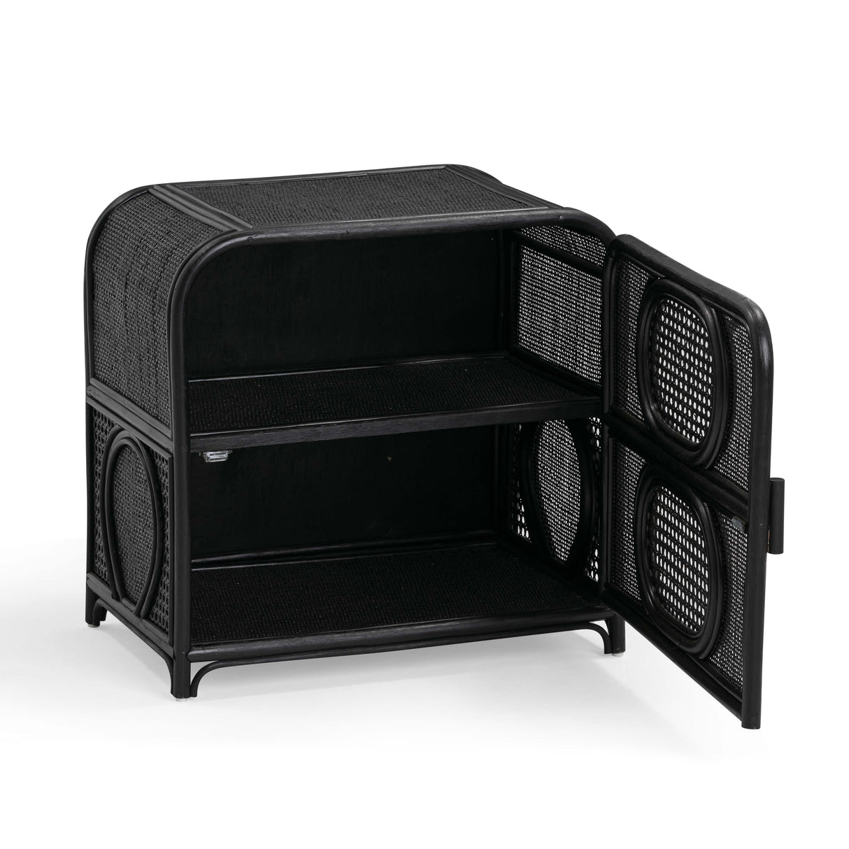 TOV Tina Black Rattan Nightstand