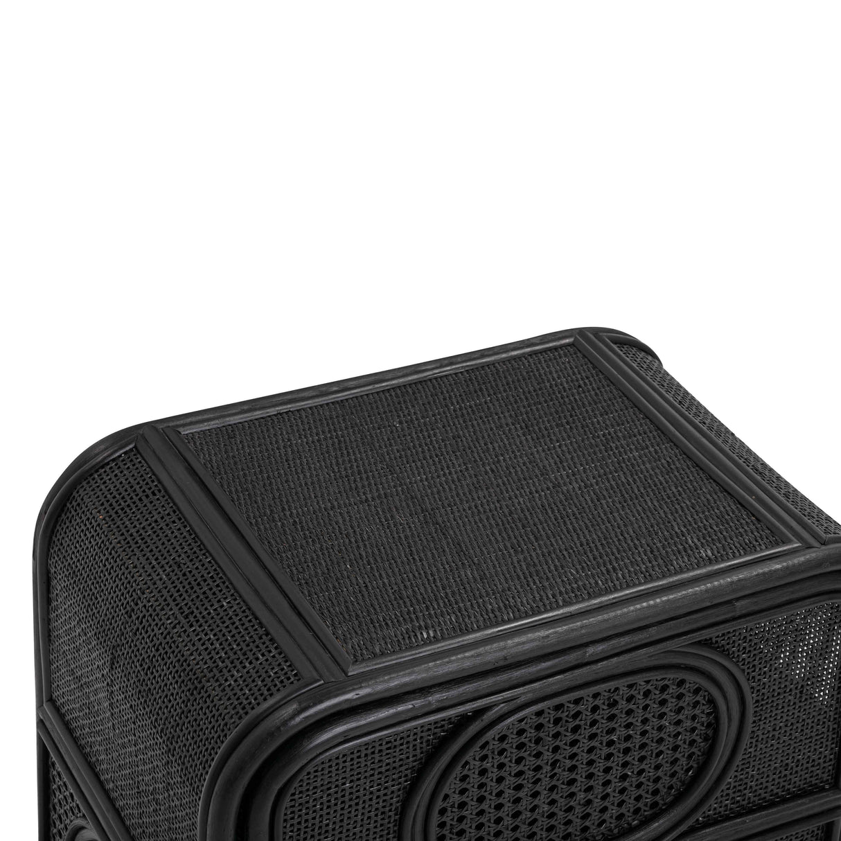 TOV Tina Black Rattan Nightstand