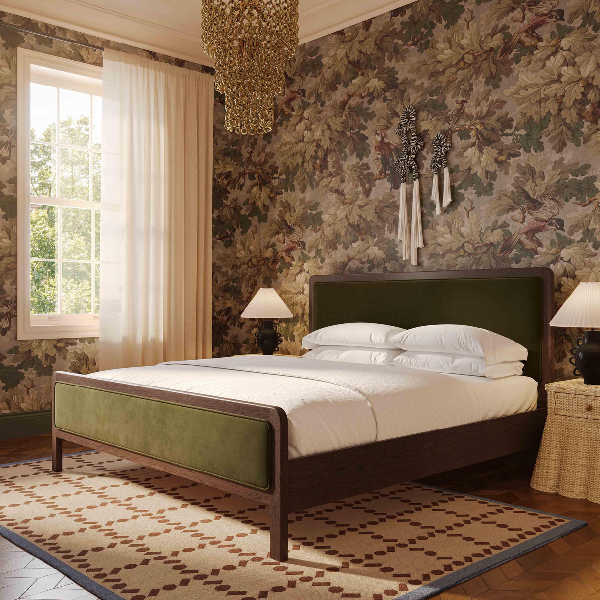 TOV Hella Forest Green Velvet King Bed