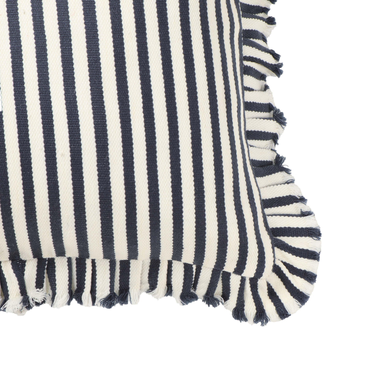 TOV Alessia Navy Striped Ruffle 20 inch Square Accent Pillow - COVER Cover
