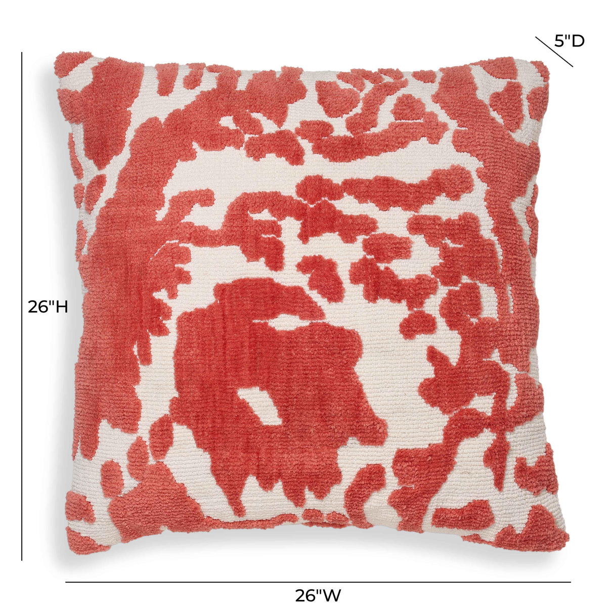 TOV Coast Coral Pink Tufted 26" Square Pillow
