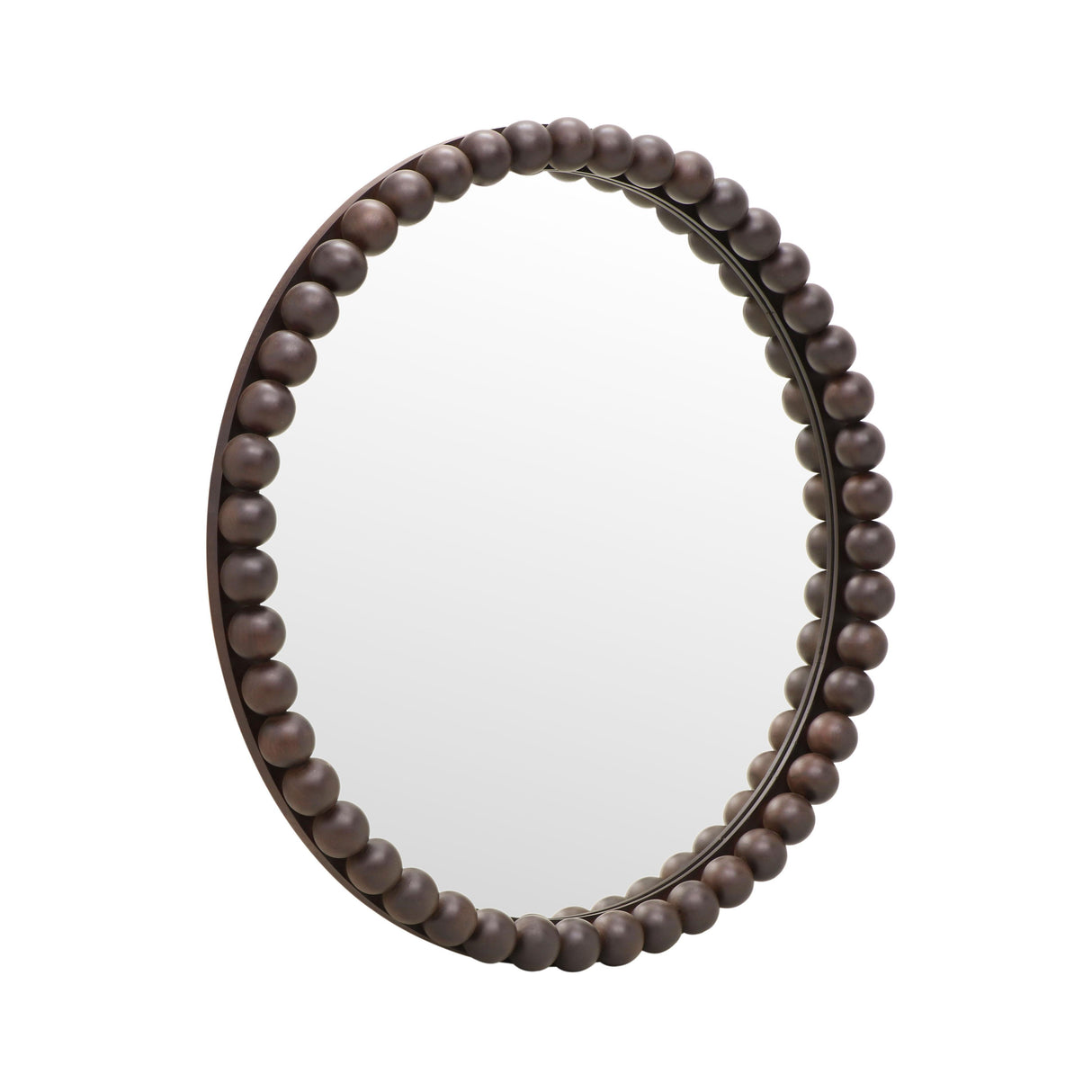 TOV Baria Walnut Finish Round Wall Mirror