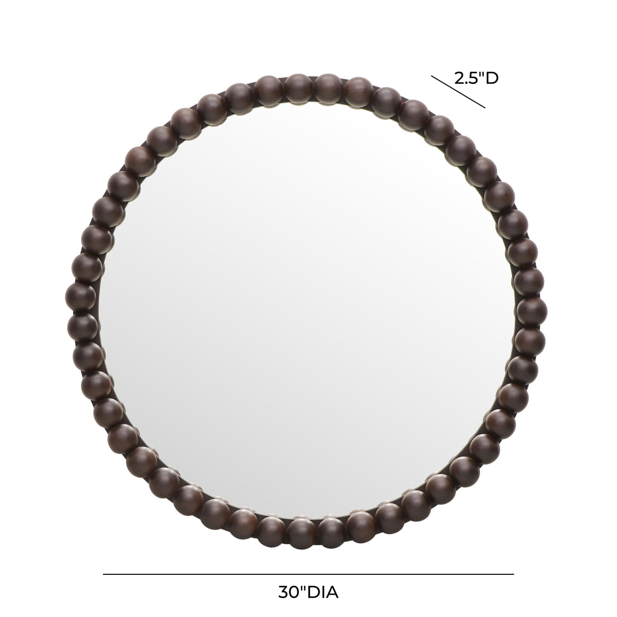 TOV Baria Walnut Finish Round Wall Mirror