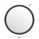 TOV Baria Walnut Finish Round Wall Mirror
