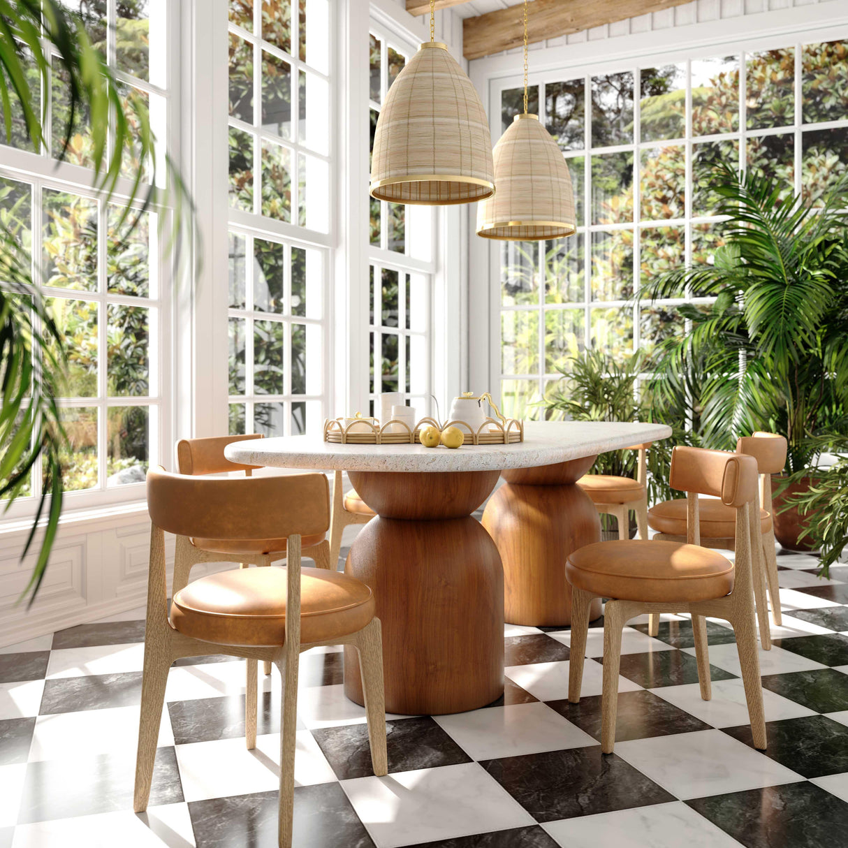 TOV Nikita Saddle Brown Performance Vegan Leather Dining Chair