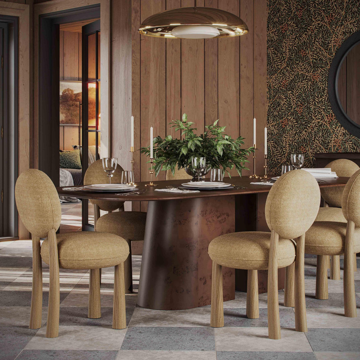 TOV Sulley Honey Tan Perfomance Basketweave Dining Chair
