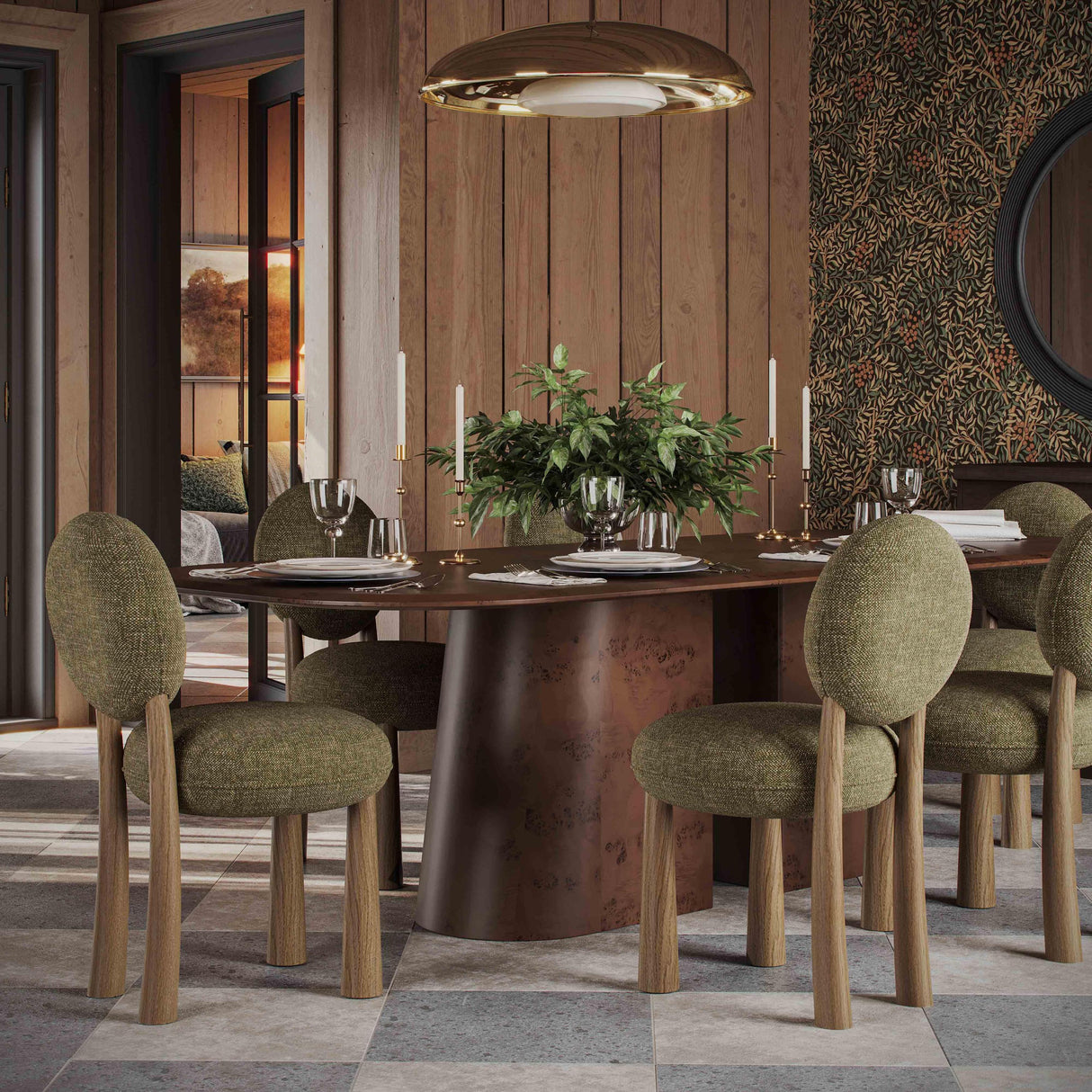 TOV Sulley Olive Green Perfomance Basketweave Dining Chair