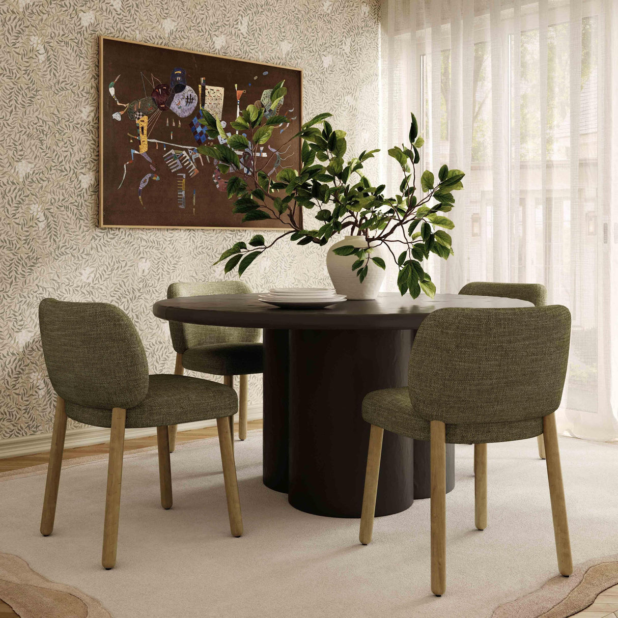 TOV Foxy Olive Green Textured Performance Fabric Dining Chair