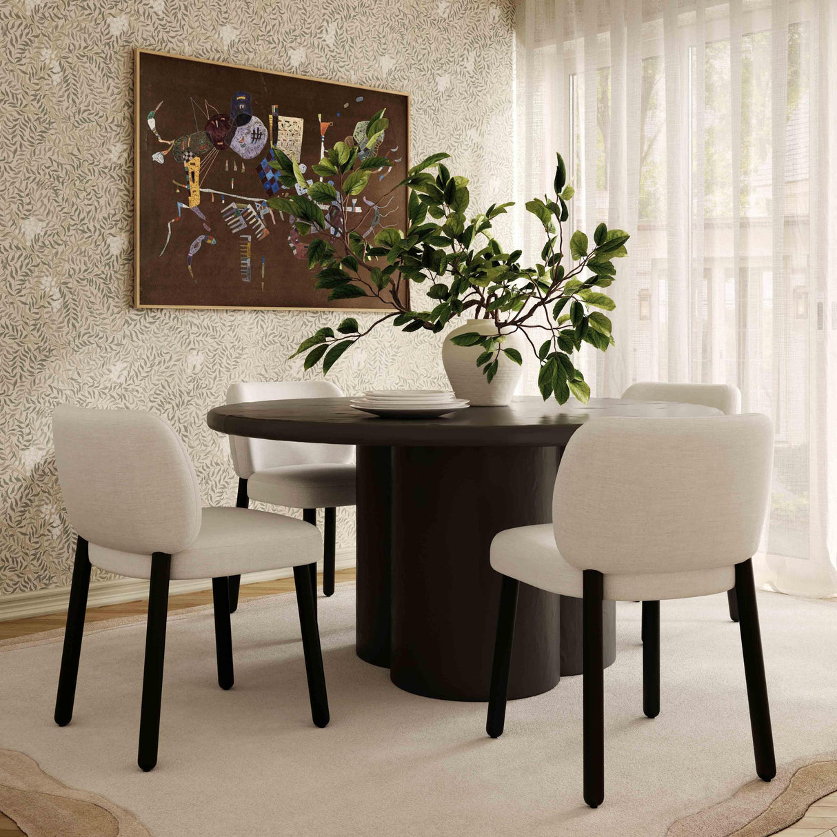 TOV Foxy Cream Performance Basketweave Chenille Dining Chair