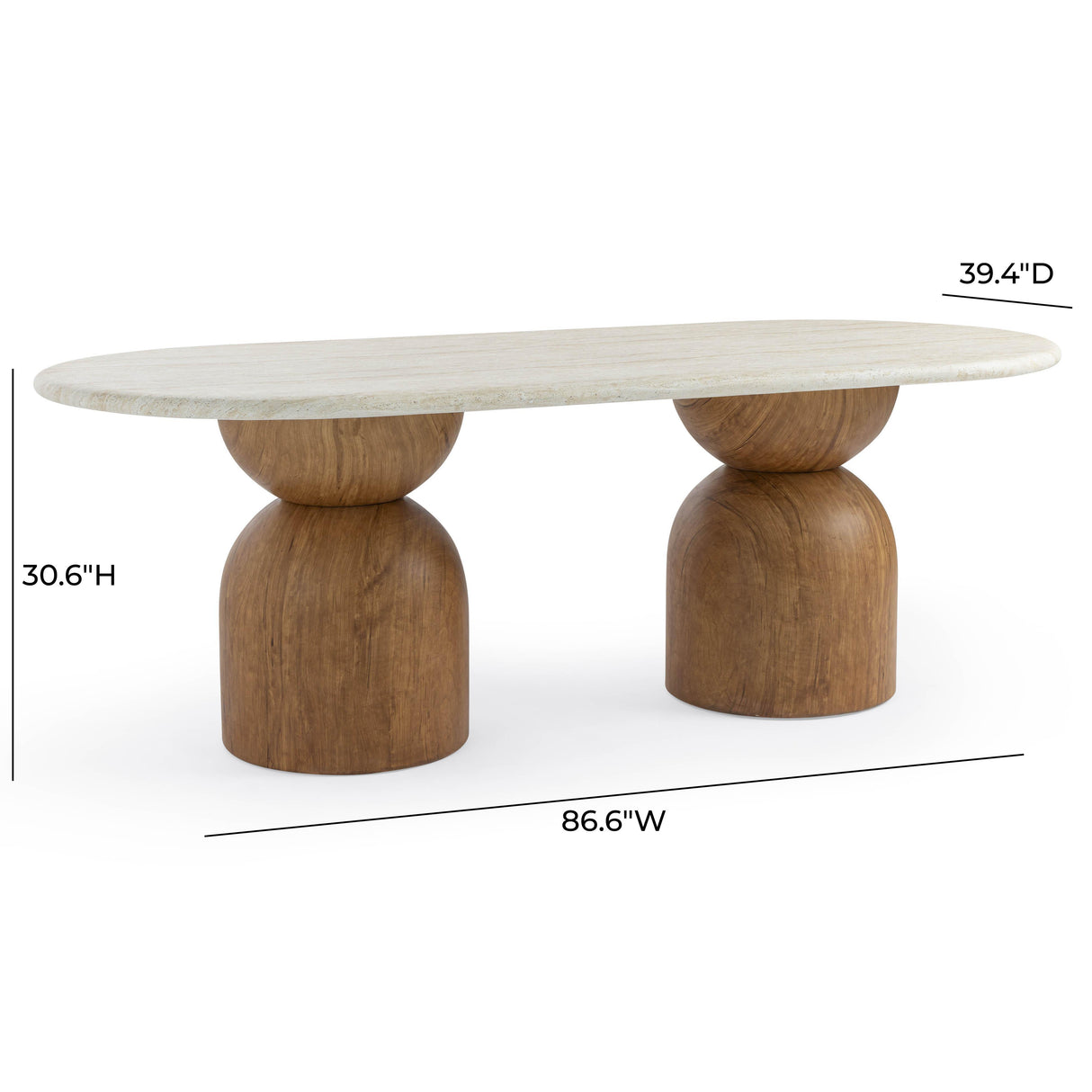 TOV Cynthia Travertine Concrete Indoor / Outdoor 87 inch Long Dining Table