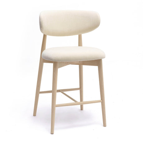TOV Zinea Cream Performance Textured Velvet Counter Stool