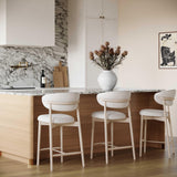 TOV Zinea Cream Performance Textured Velvet Counter Stool