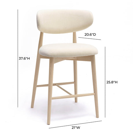 TOV Zinea Cream Performance Textured Velvet Counter Stool