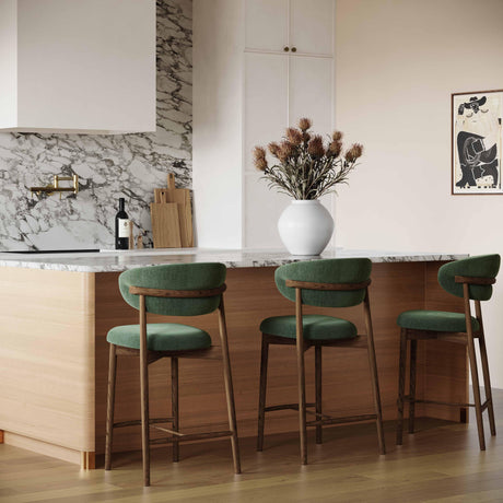 TOV Zinea Forest Green Performance Textured Velvet Counter Stool