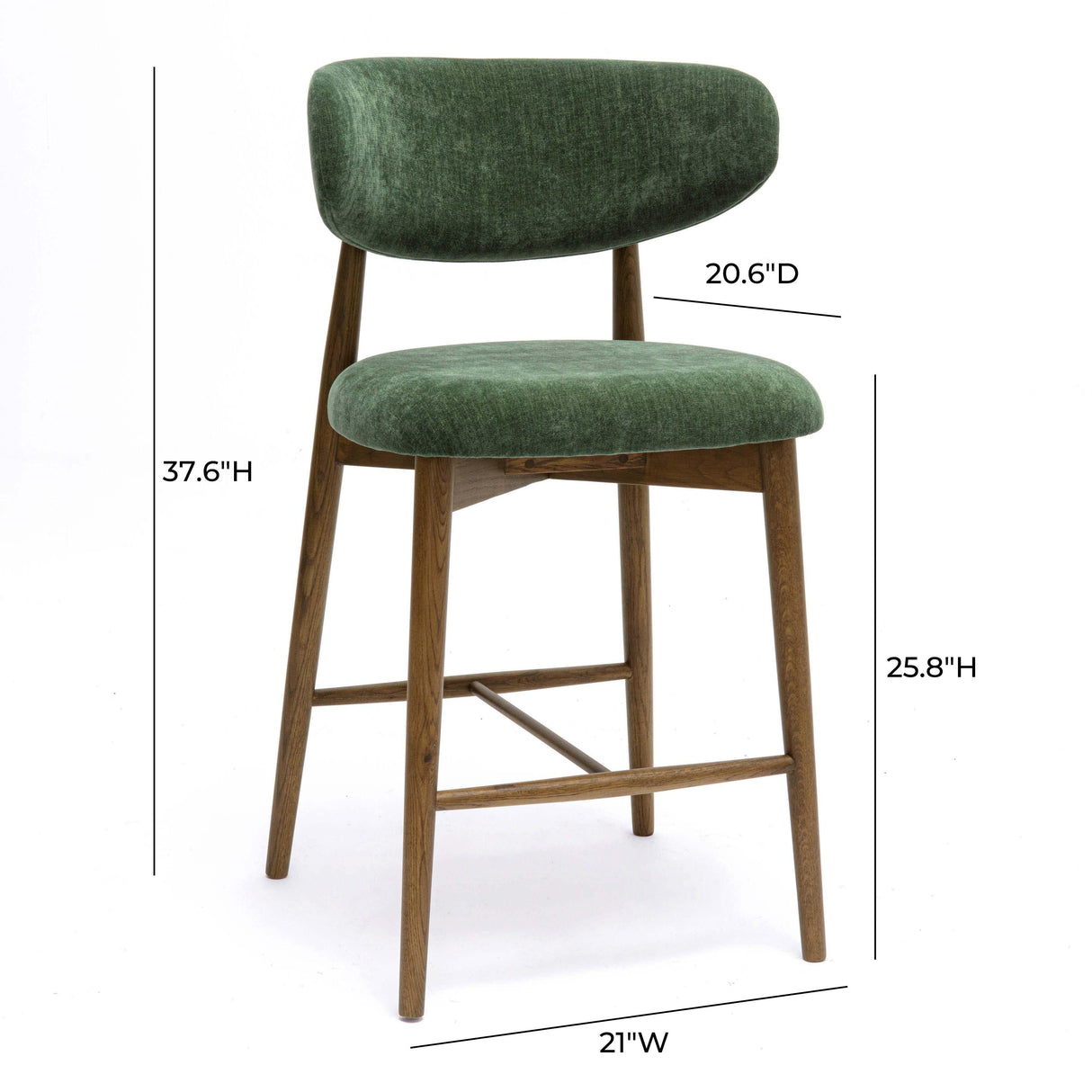 TOV Zinea Forest Green Performance Textured Velvet Counter Stool