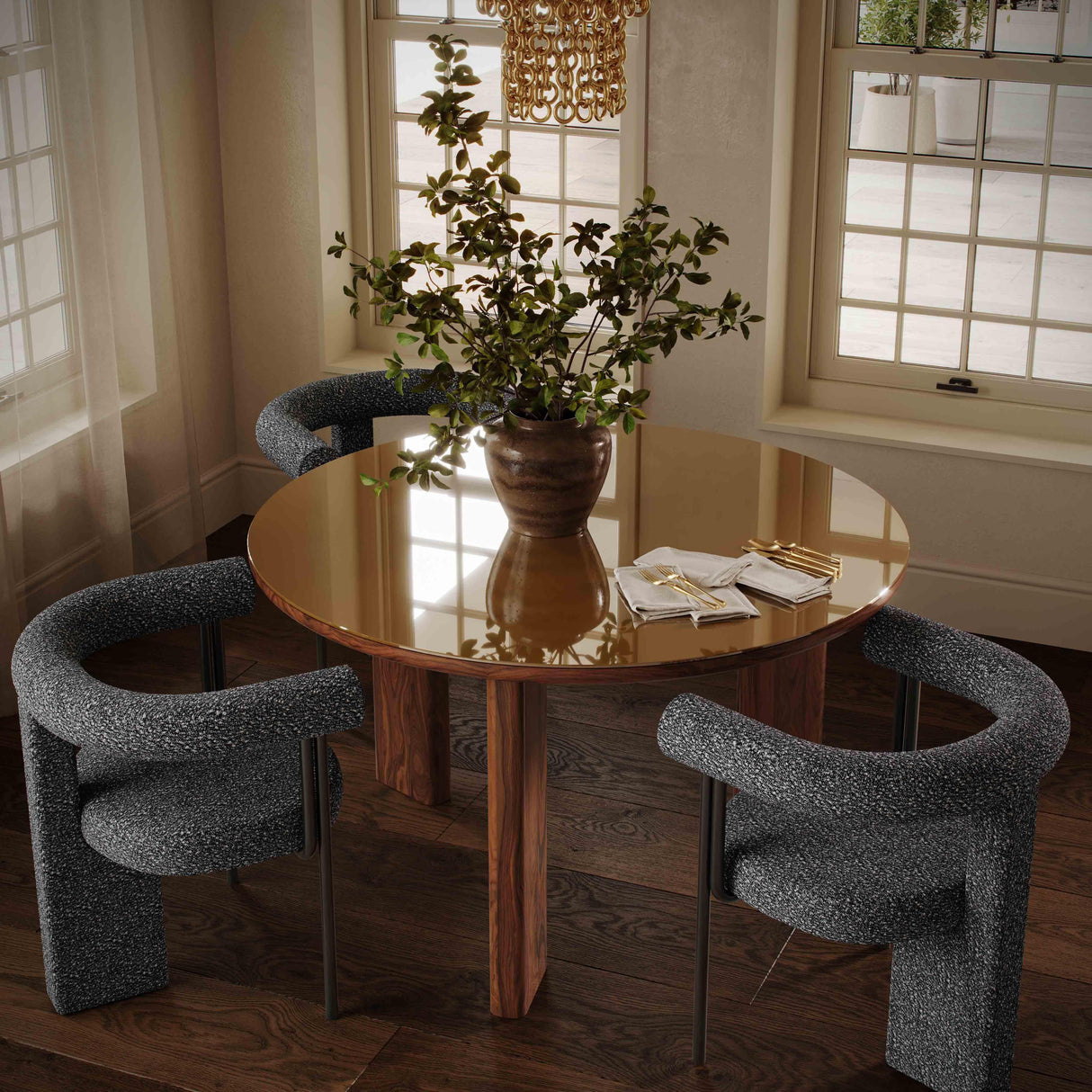 TOV Synn Black Performance Boucle Dining Chair
