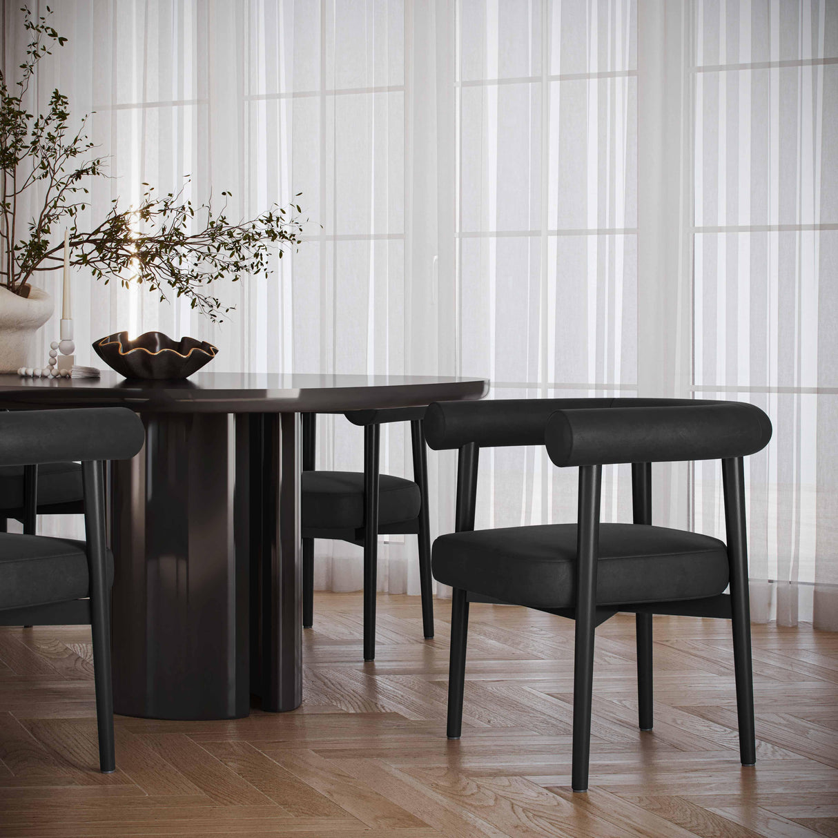 TOV Spara Black Vegan Leather Dining Chair