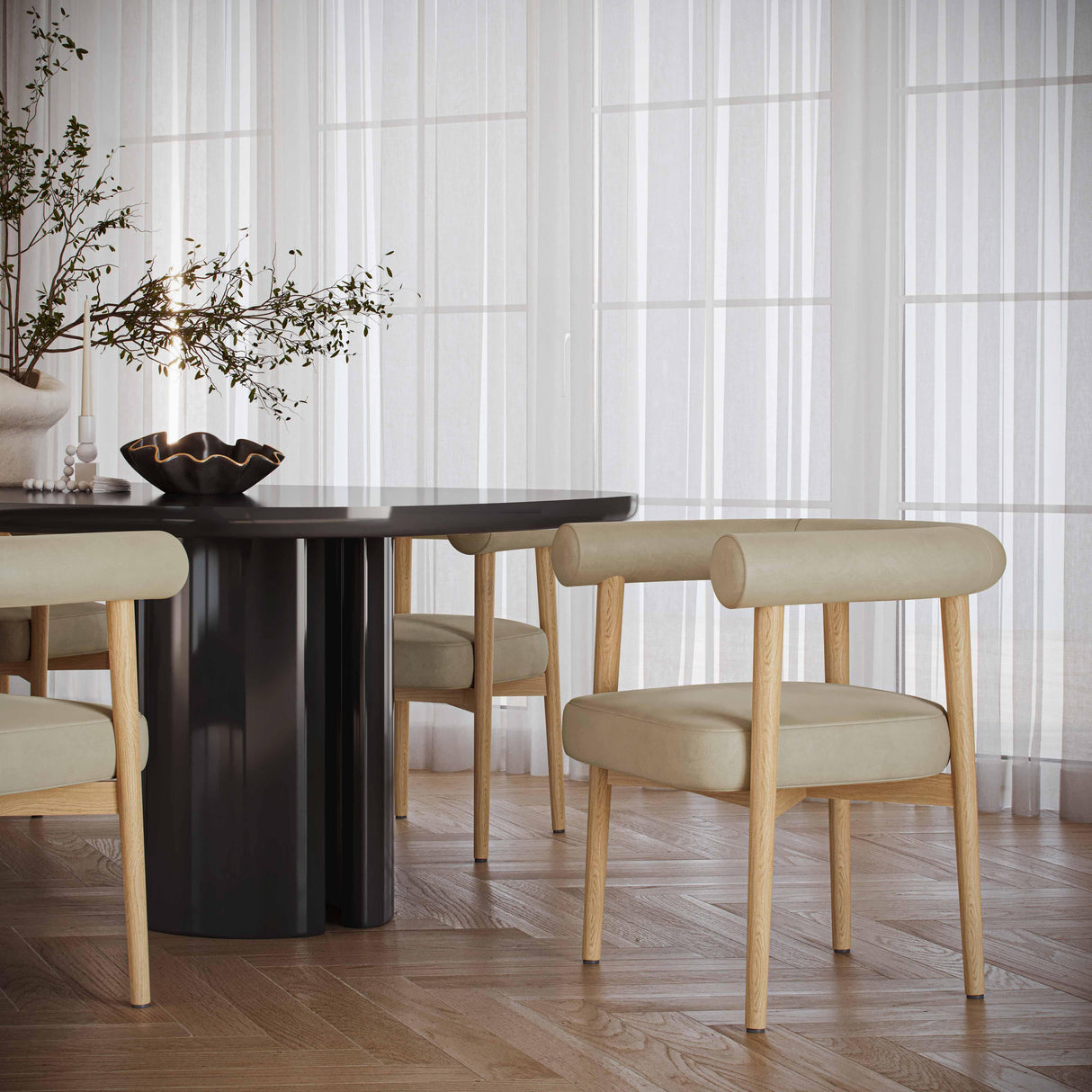 TOV Spara Taupe Vegan Leather Dining Chair