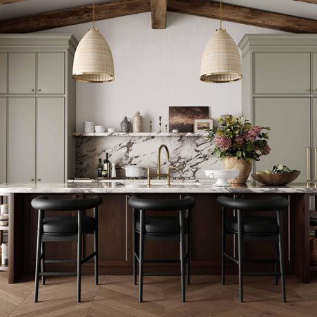 TOV Spara Black Vegan Leather Counter Stool