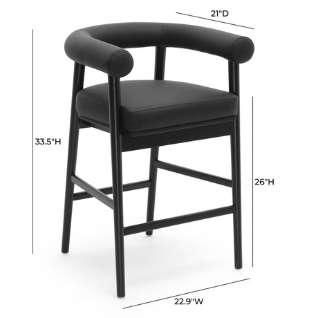 TOV Spara Black Vegan Leather Counter Stool
