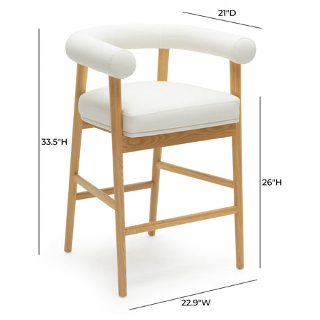 TOV Spara White Vegan Leather Counter Stool