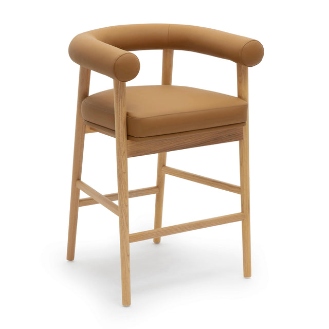 TOV Spara Cognac Vegan Leather Counter Stool