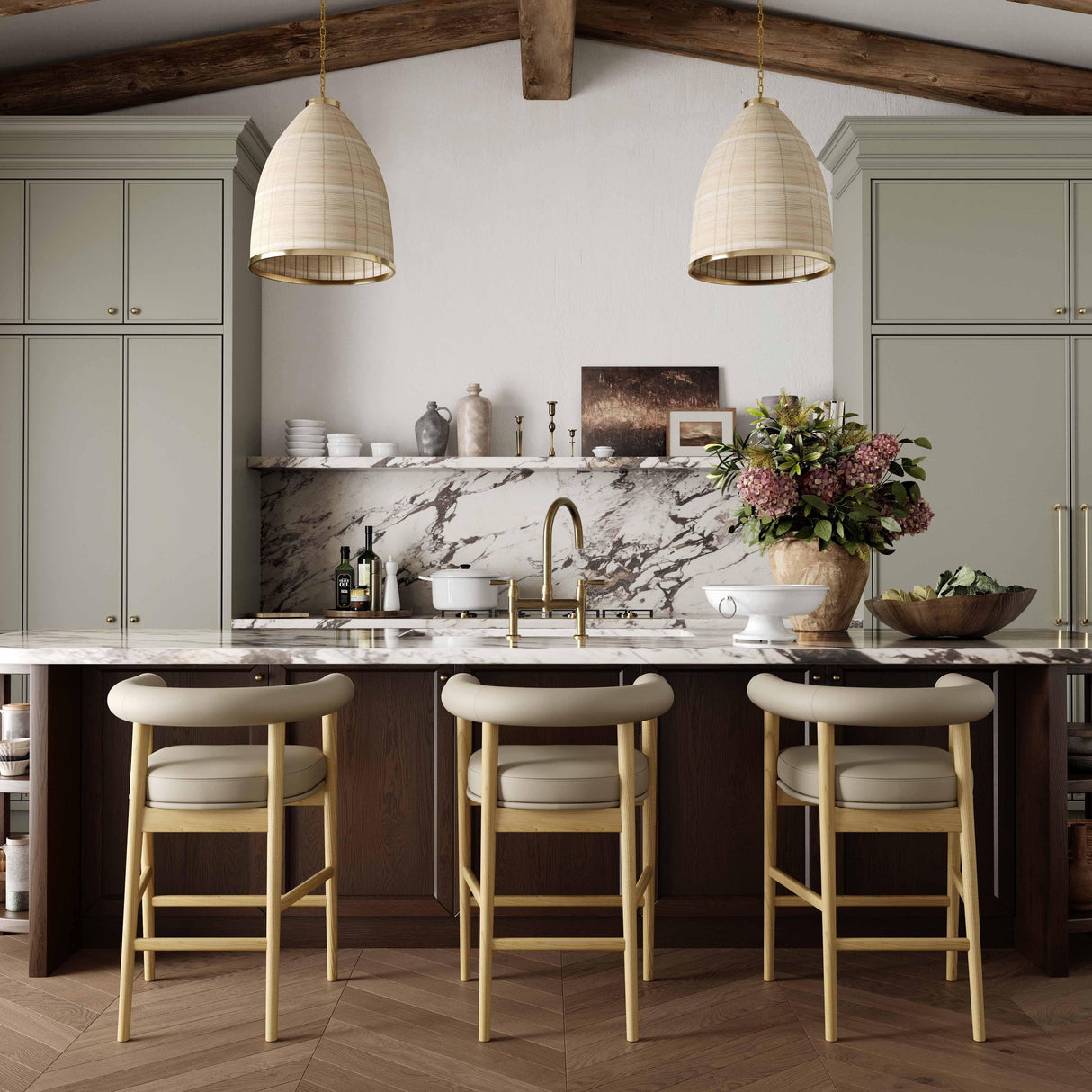 TOV Spara Taupe Vegan Leather Counter Stool