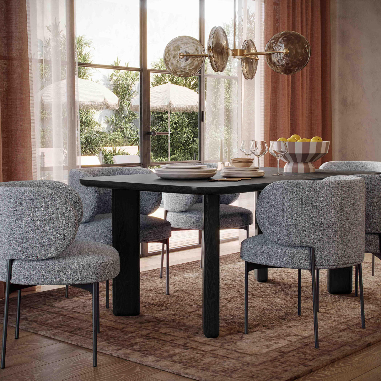 TOV Maureen Speckled Grey Performance Boucle Dining Chair