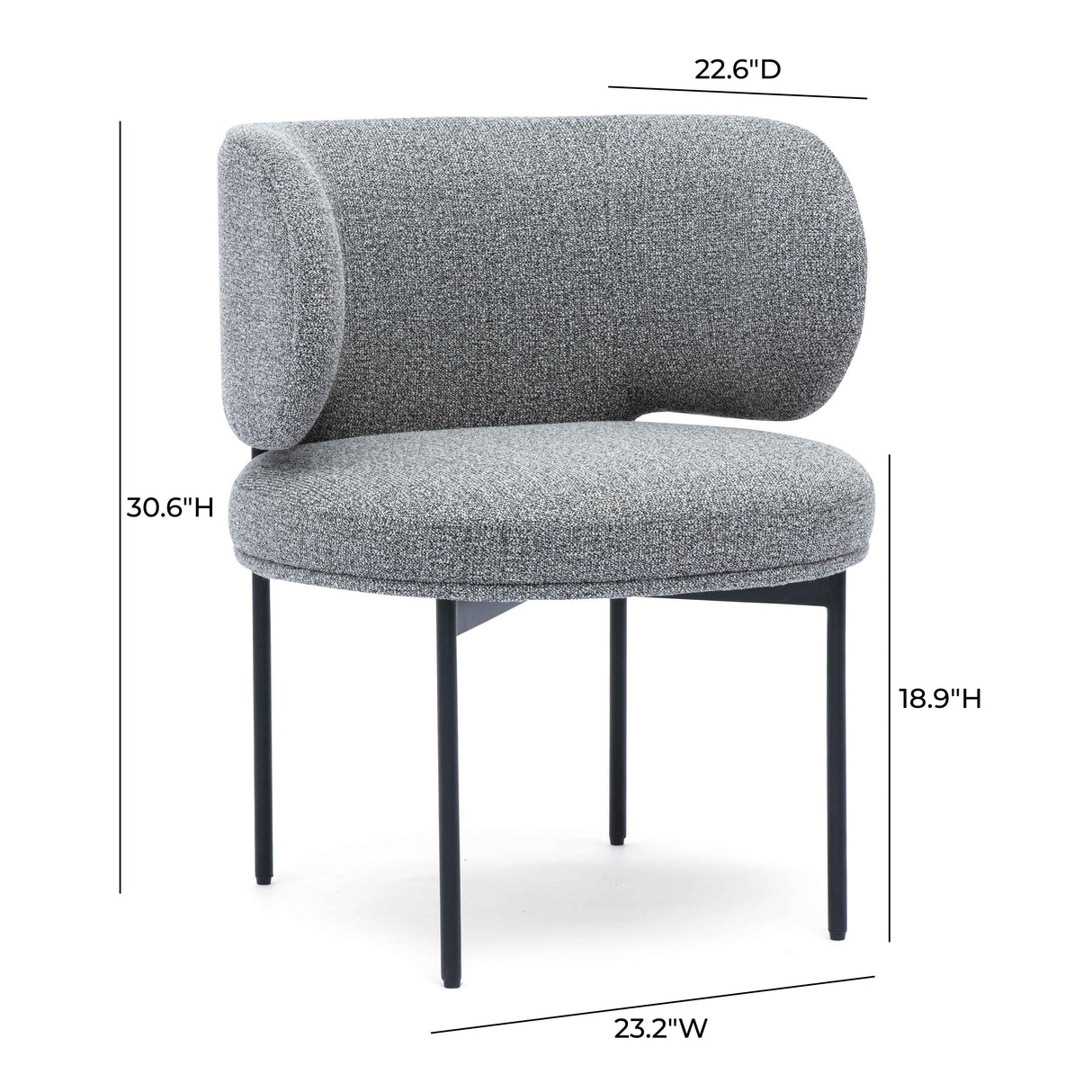 TOV Maureen Speckled Grey Performance Boucle Dining Chair