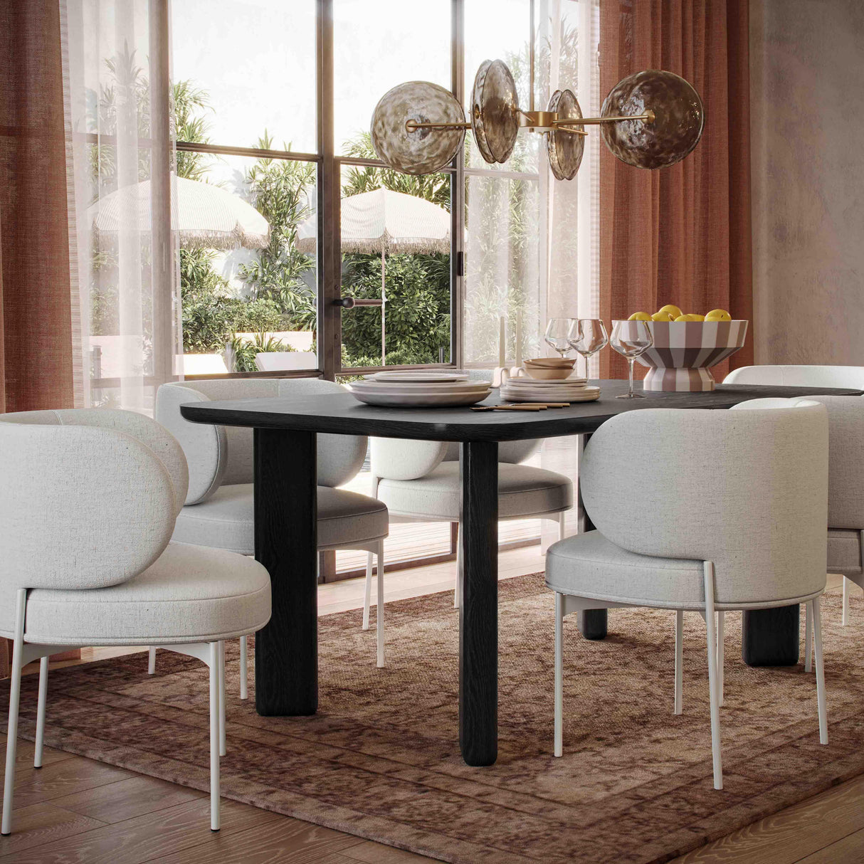 TOV Maureen Cream Performance Upcycled Linen Dining Chair