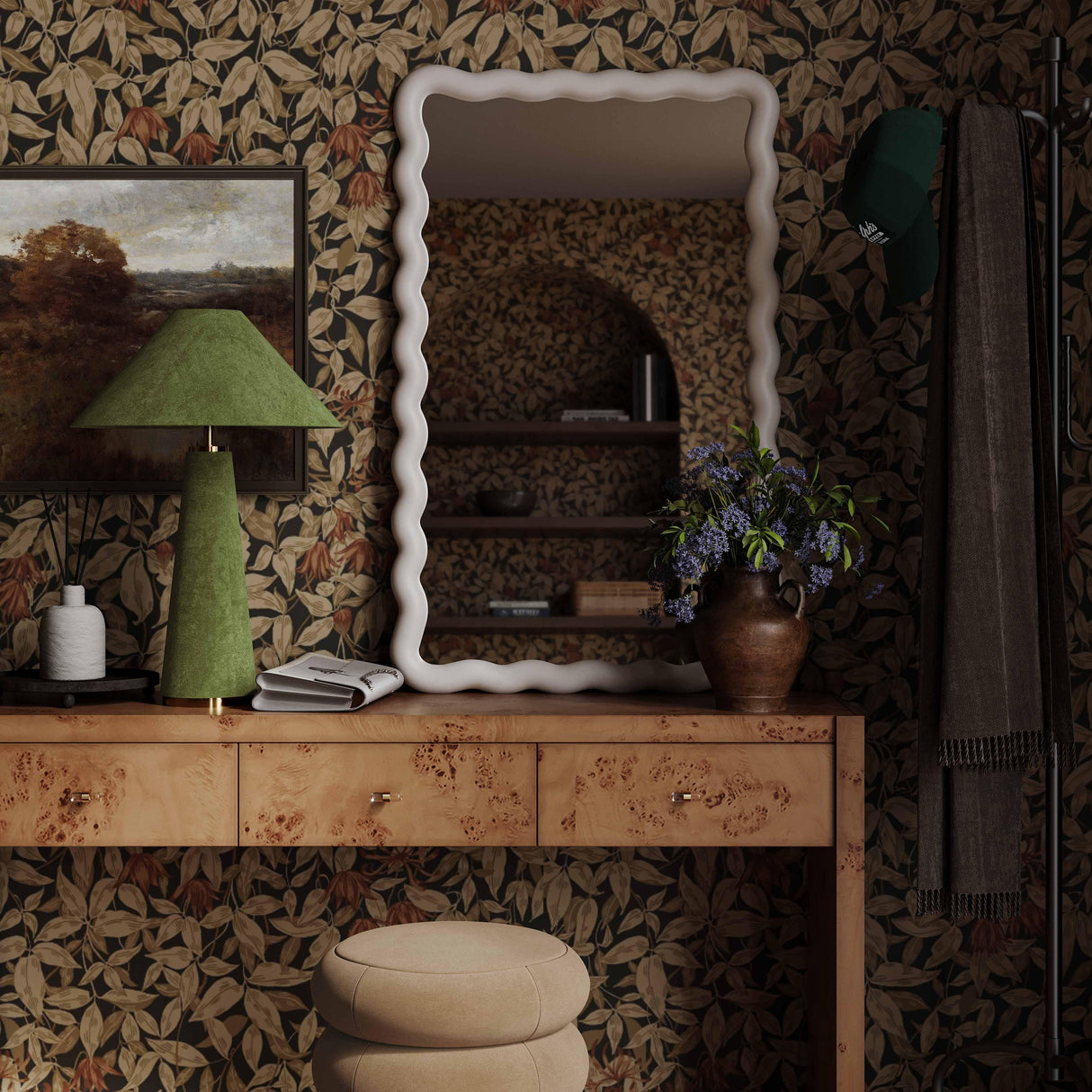 TOV Graham Moss Green Velvet Table Lamp