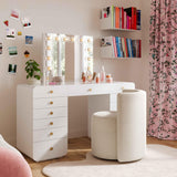 TOV Alyssa Cream Chenille Rolling Desk Chair