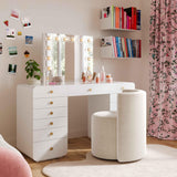 TOV Alyssa Cream Upcycled Velvet Rolling Desk Chair