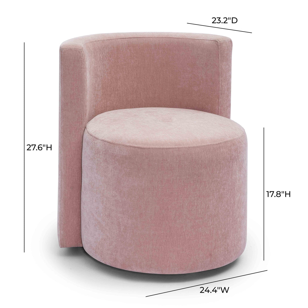 TOV Alyssa Pink Upcycled Velvet Rolling Desk Chair