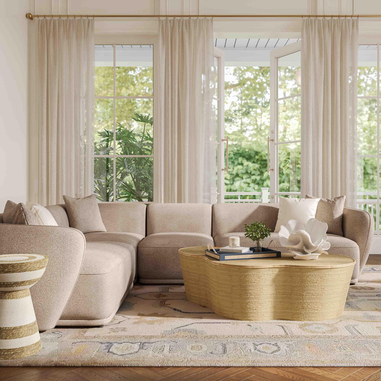 TOV Sylvie Cream Boucle 4-Piece Sectional