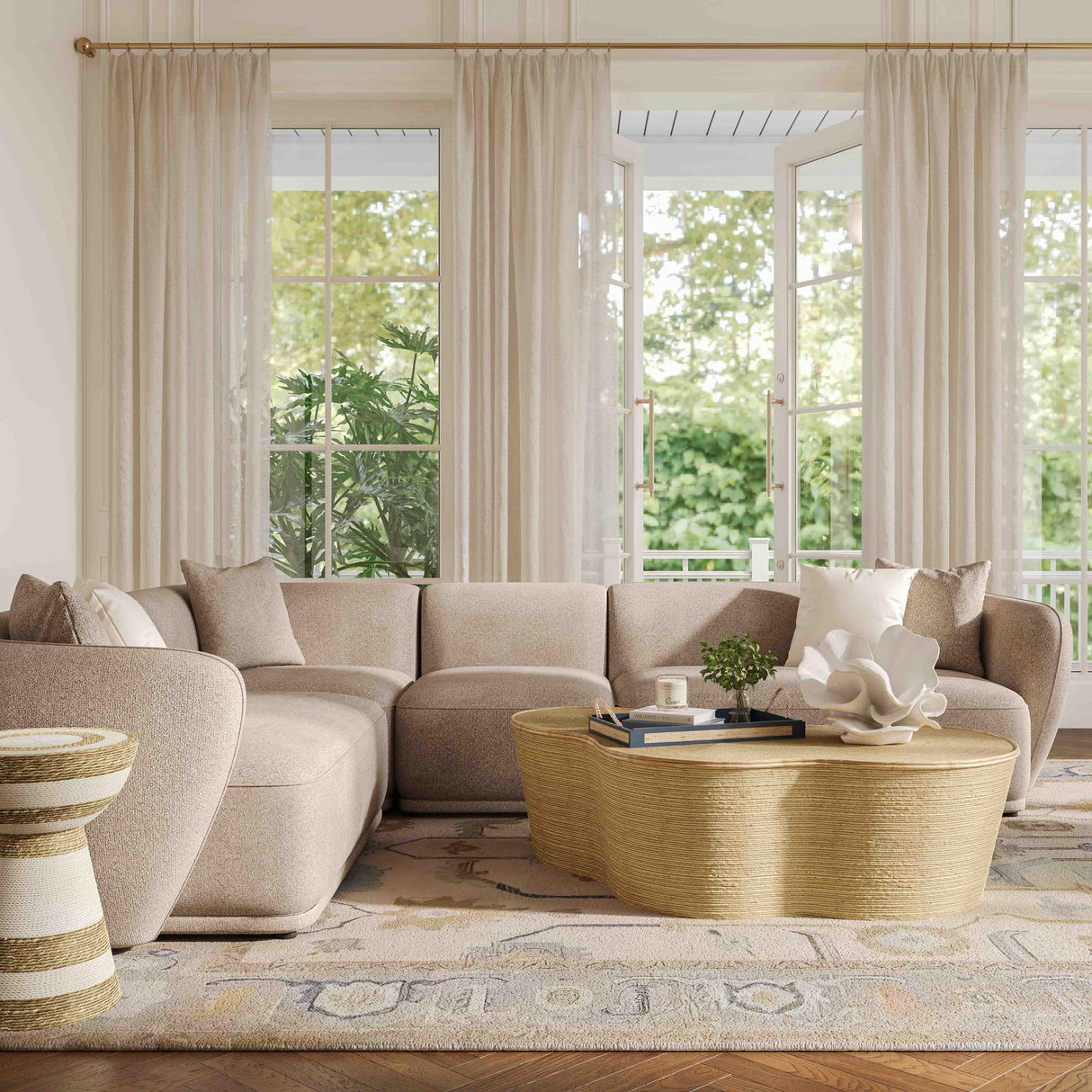 TOV Sylvie Cream Boucle 4-Piece Sectional