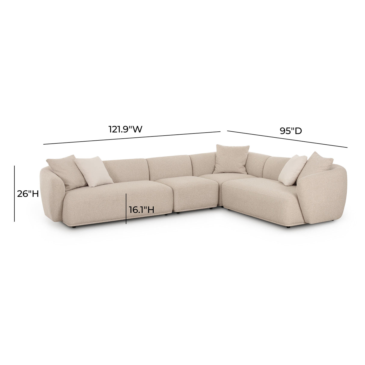 TOV Sylvie Cream Boucle 4-Piece Sectional