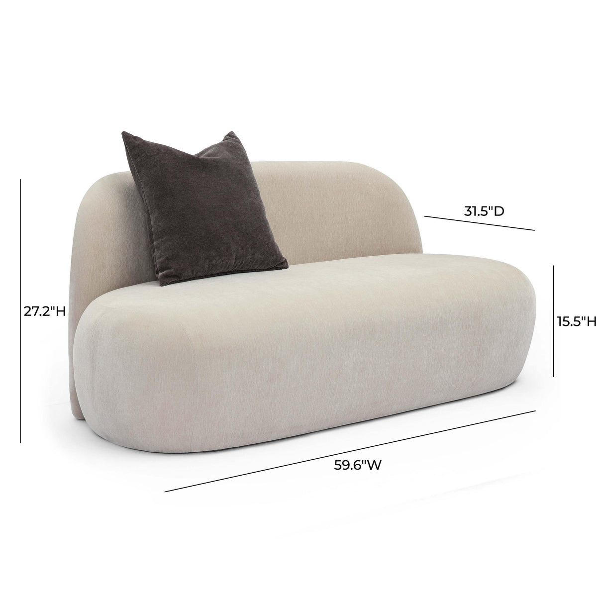 TOV Carraway Taupe Upcycled Chenille Loveseat