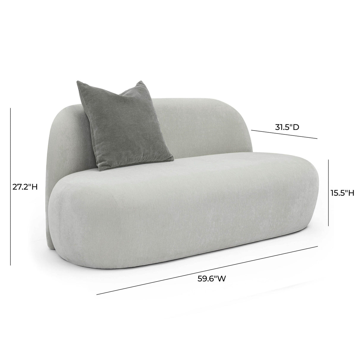 TOV Carraway Grey Upcycled Chenille Loveseat