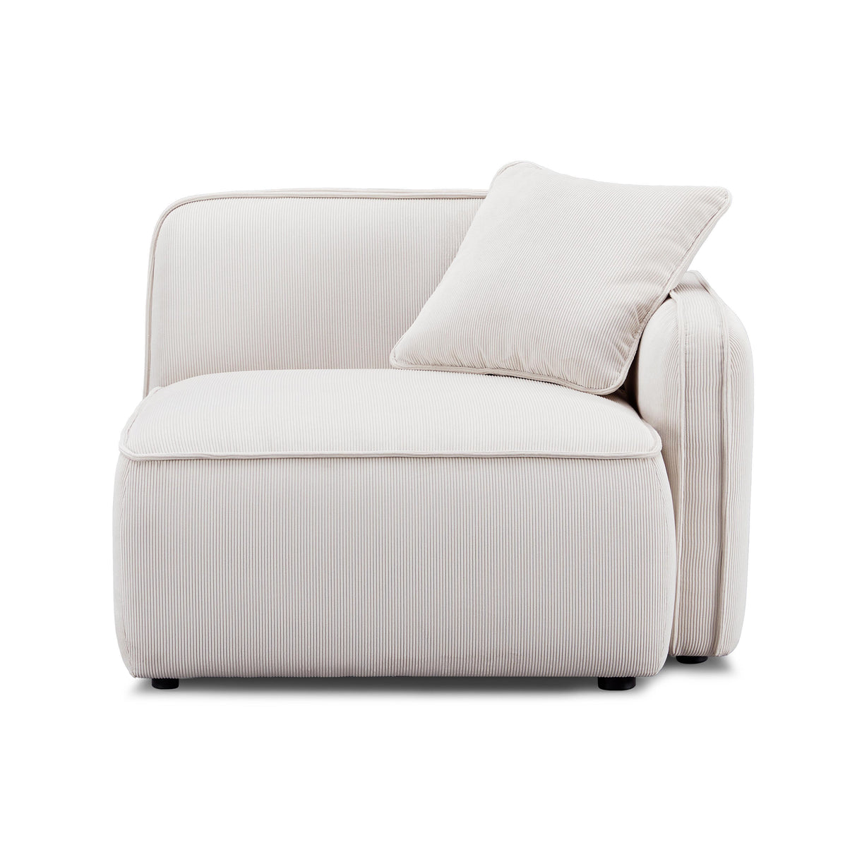 TOV Travie White Sand Performance Corduroy Velvet RAF Corner Chair