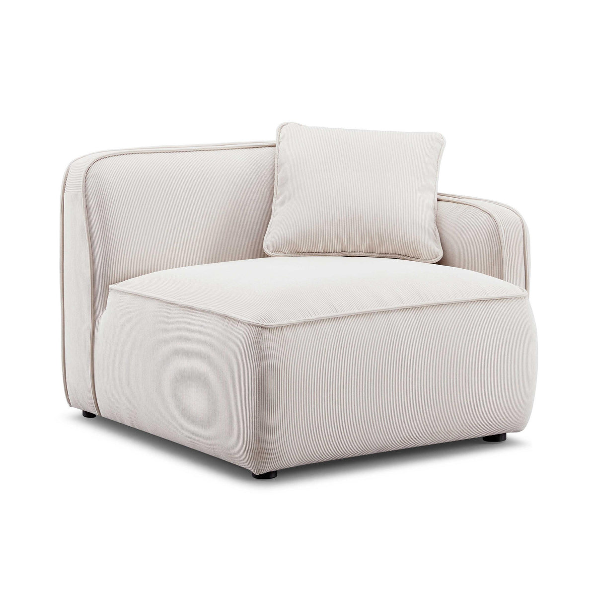 TOV Travie White Sand Performance Corduroy Velvet RAF Corner Chair