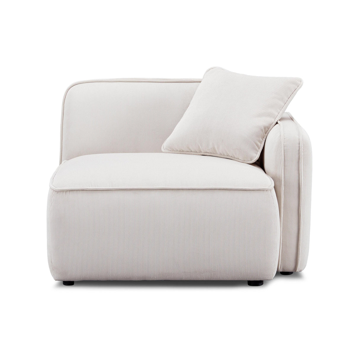 TOV Travie White Sand Performance Corduroy Velvet RAF Corner Chair