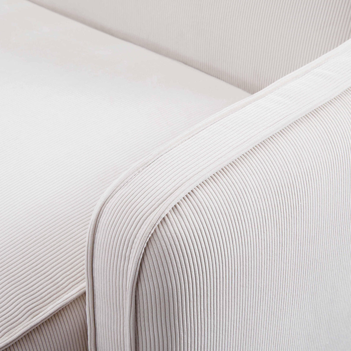TOV Travie White Sand Performance Corduroy Velvet RAF Corner Chair