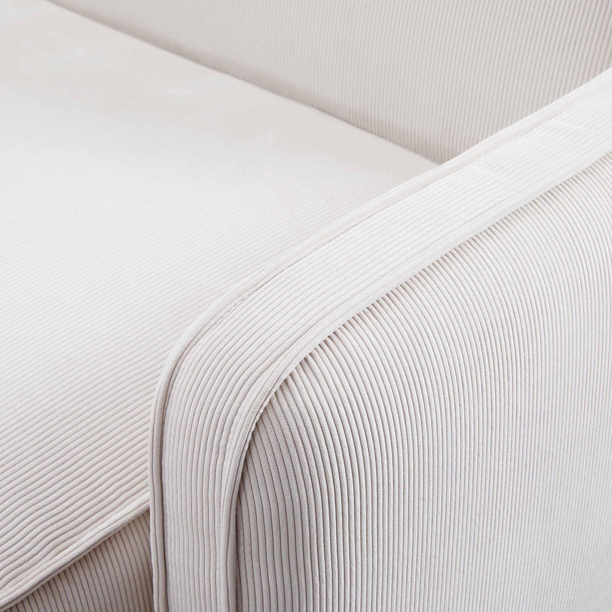 TOV Travie White Sand Performance Corduroy Velvet RAF Corner Chair