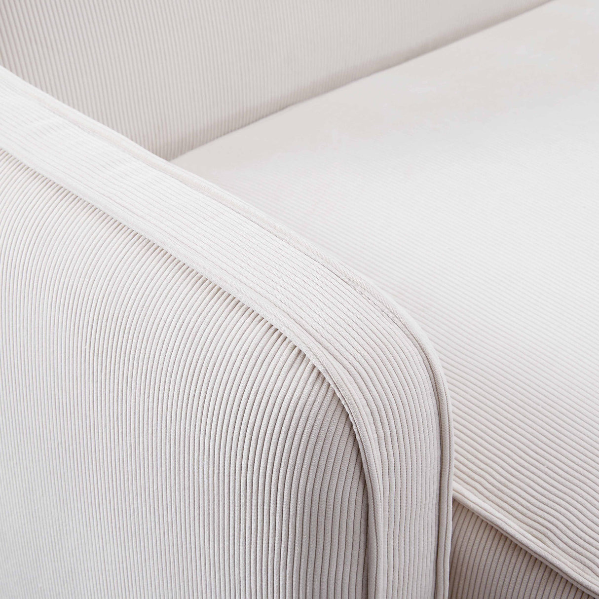TOV Travie White Sand Performance Corduroy Velvet LAF Corner Chair